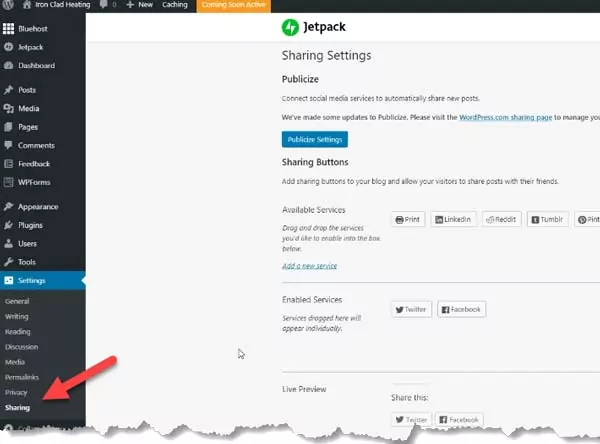 Wordpress Jetpack Sharing