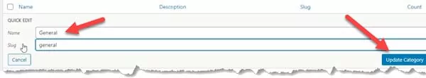 Wordpress Update Category Name